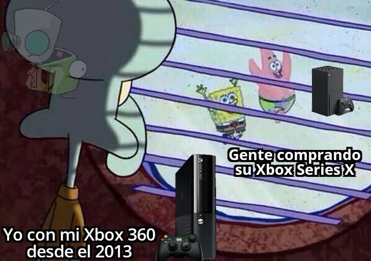 Contexto: en el 2013 salió a la venta la Xbox One terminando la generación de la Xbox 360 y la Series X terminó la generación de Xbox One a finales del 202p - meme