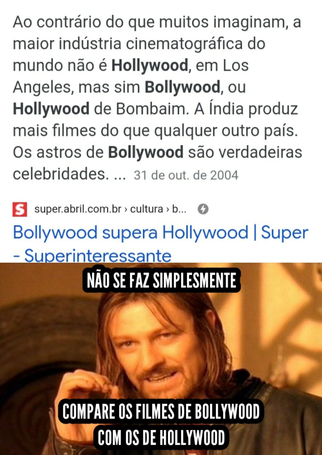 Hollywood é mais legal - meme