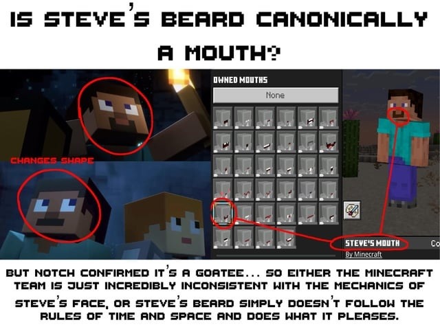 Minecraft Steve’s beard: goatee or cosmic glitch? - meme