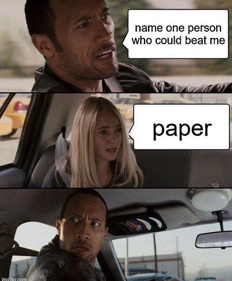 the rock vs paper - meme