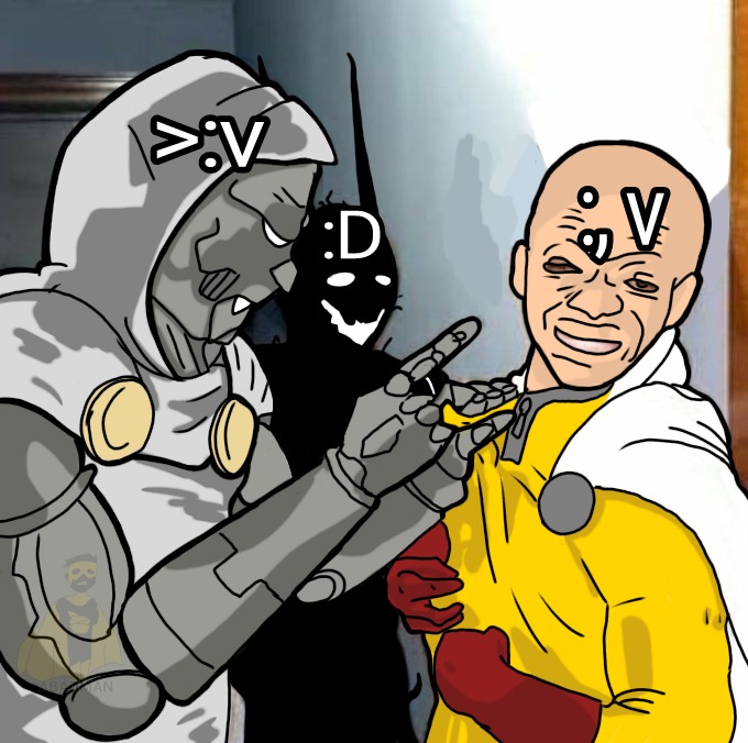 El dios Doom y el caballero más negr0, contra el mamon - meme