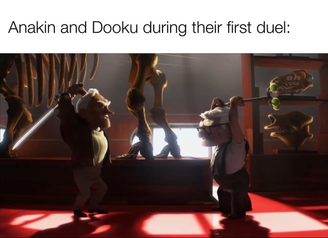 Anakin and Dooku during their first duel - meme