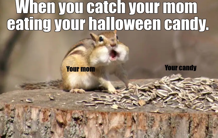 When you catch your mom eating your candy. - meme