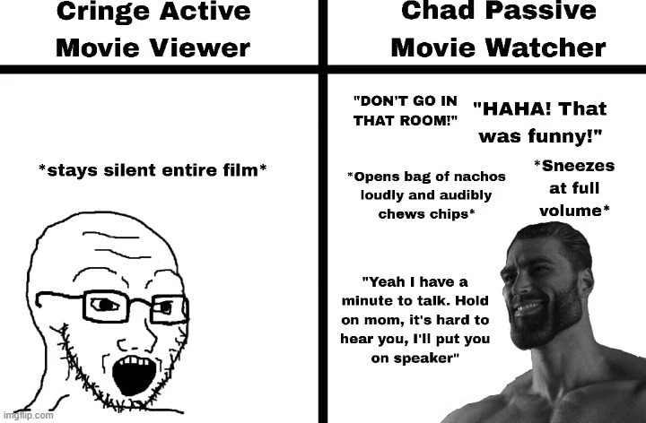 Chad passive movie watcher - meme