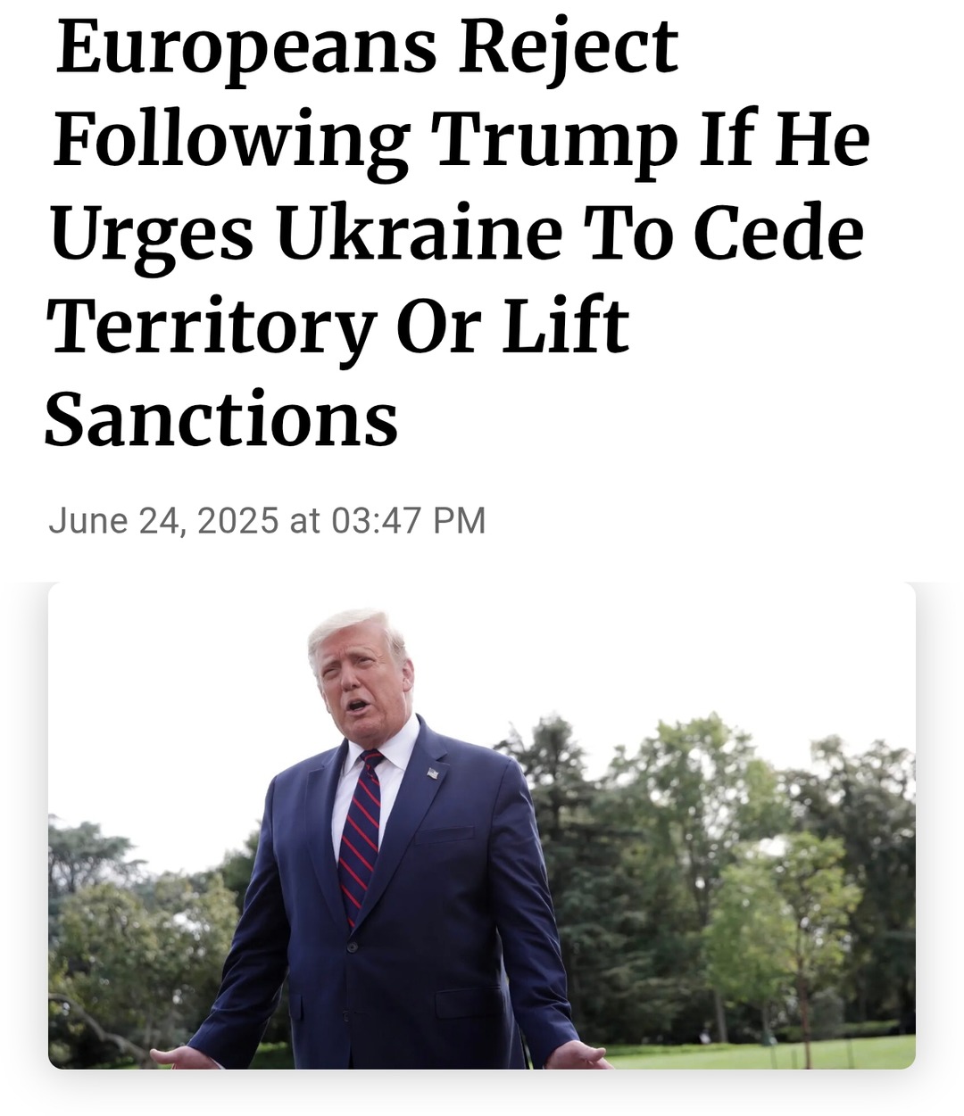 Europeans say nope to Trump on Ukraine deal or lifting sanctions - meme