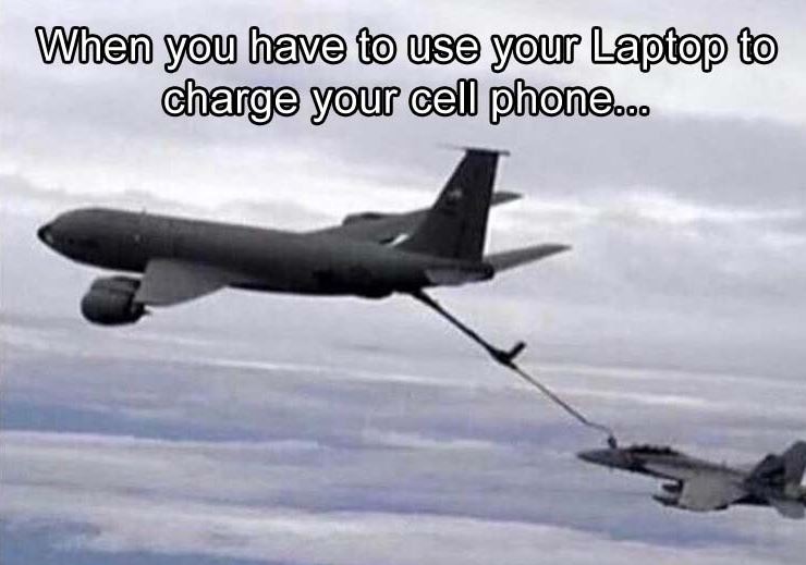 Charging your phone from your laptop - meme