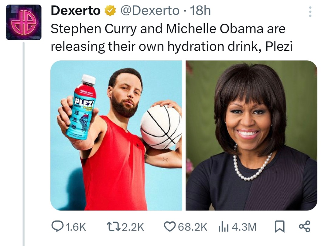 Stephen Curry and Michelle Obama drop a hydration drink collab - meme