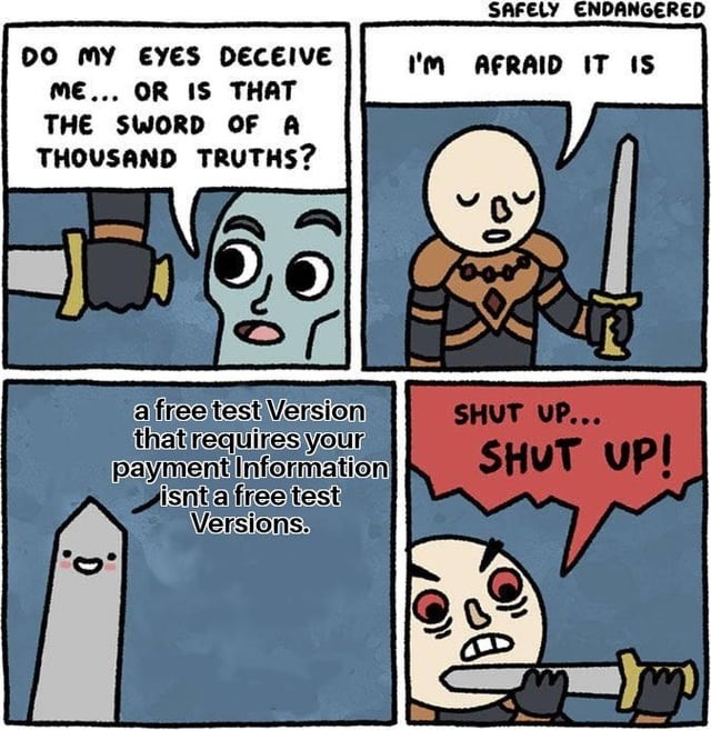 Me: is that the sword of a thousand truths? Pop-up: pay to unlock demo - meme