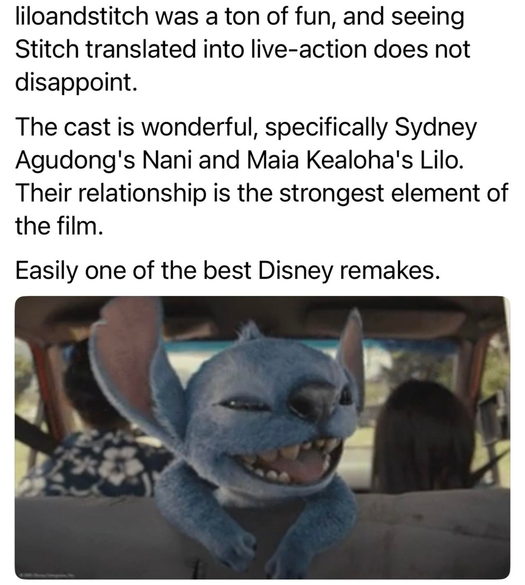 Live-action Stitch actually hit. Cast carried hard - meme