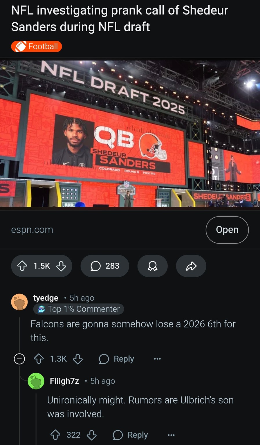 NFL investigating prank call during Shedeur Sanders draft - meme