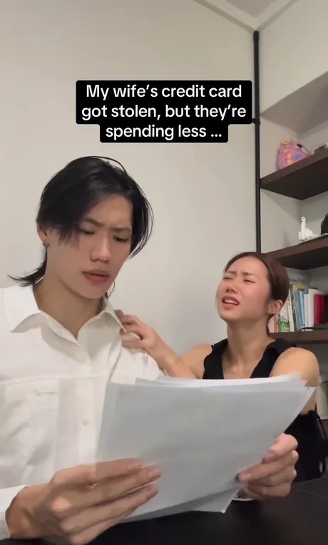 ﻿My wife’ s credit card got stolen; but thev’re spending less