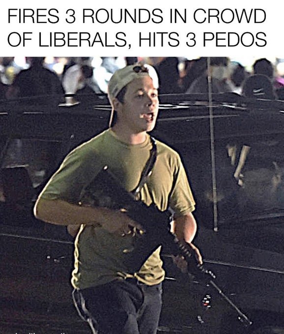 ﻿FIRES 3 ROUNDS IN CROWD OF LIBERALS, HITS 3 PEDOS