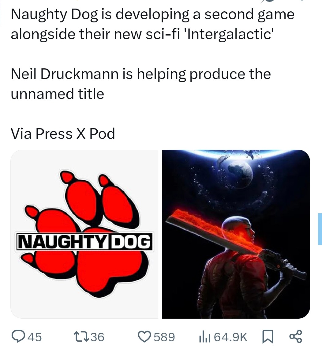Naughty Dog working on sci-fi Intergalactic and secret project - meme