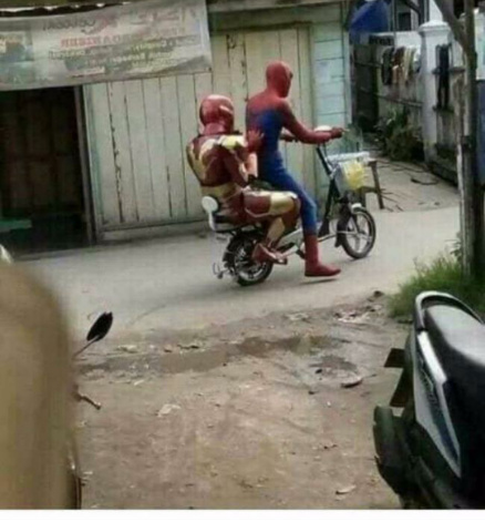 By the time he spider and iron crossed over the road :)) - meme