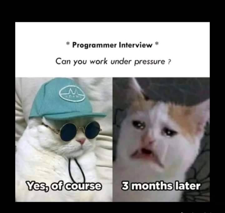 Can you work under pressure? - meme