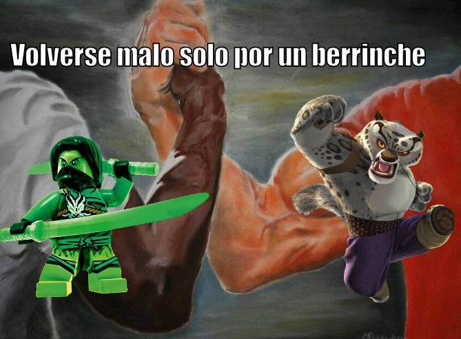 El primero no lo dejaron ser el ninja verde y el otro no lo dejaron ser el guerrero dragón - meme