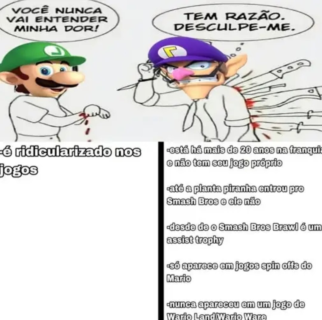 O Luigi ainda é exaltado na internet, o Waluigi nem isso tem - meme