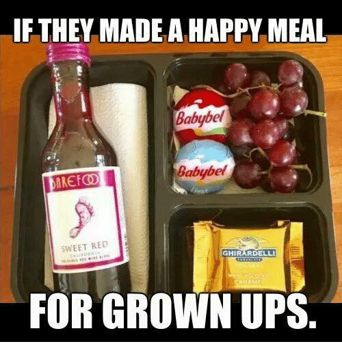 Happy meal for grown ups - meme