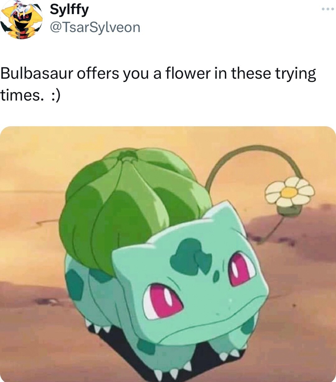 Bulbasaur offers you a flower - meme