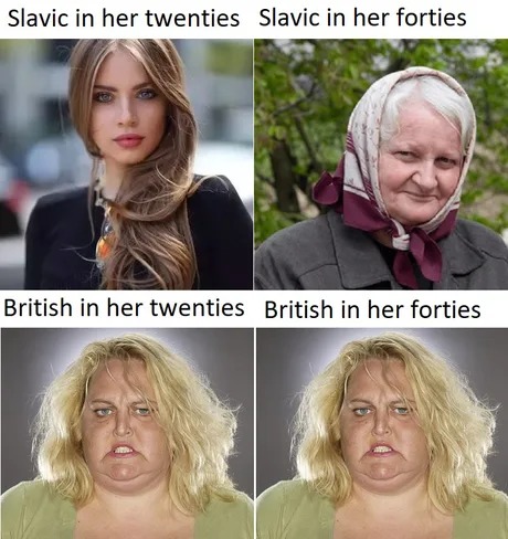 Slavic and British in their twenties - meme