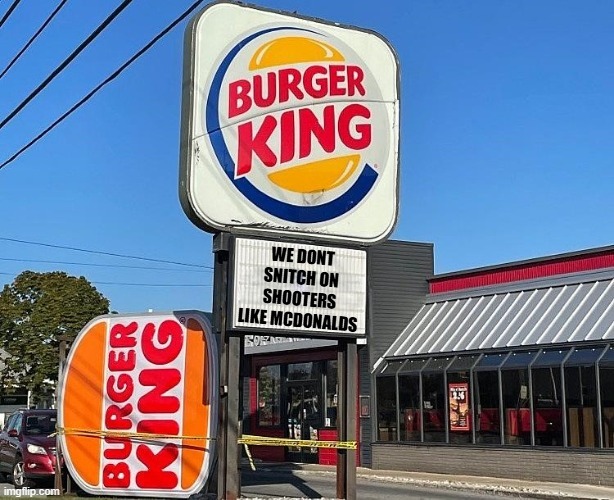 Burger King calls McDonald a snitch over Luigi Mangione - meme