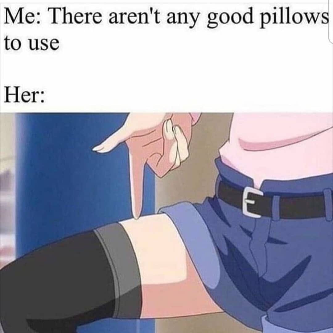 Thigh pillows are best pillows - meme