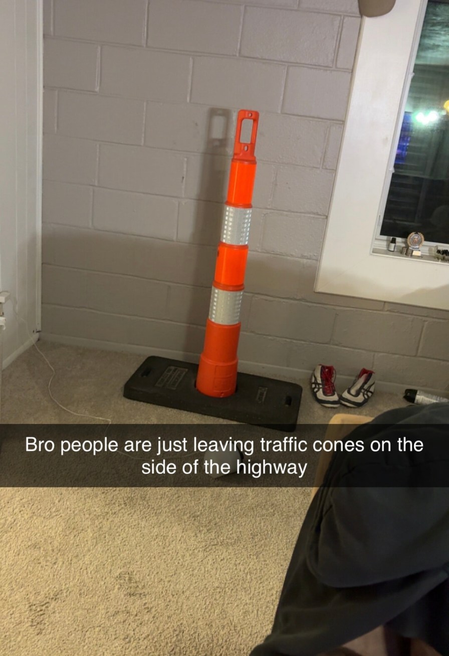 Why are people leaving traffic cones like easter eggs - meme