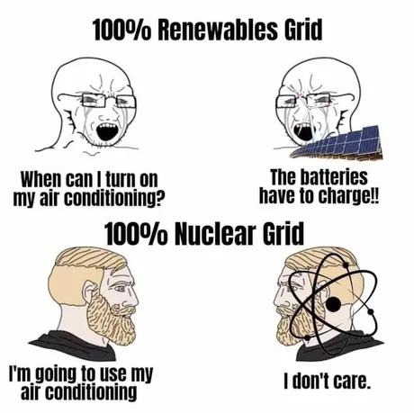 Renewables vs Nuclear: who's powering my AC? - meme