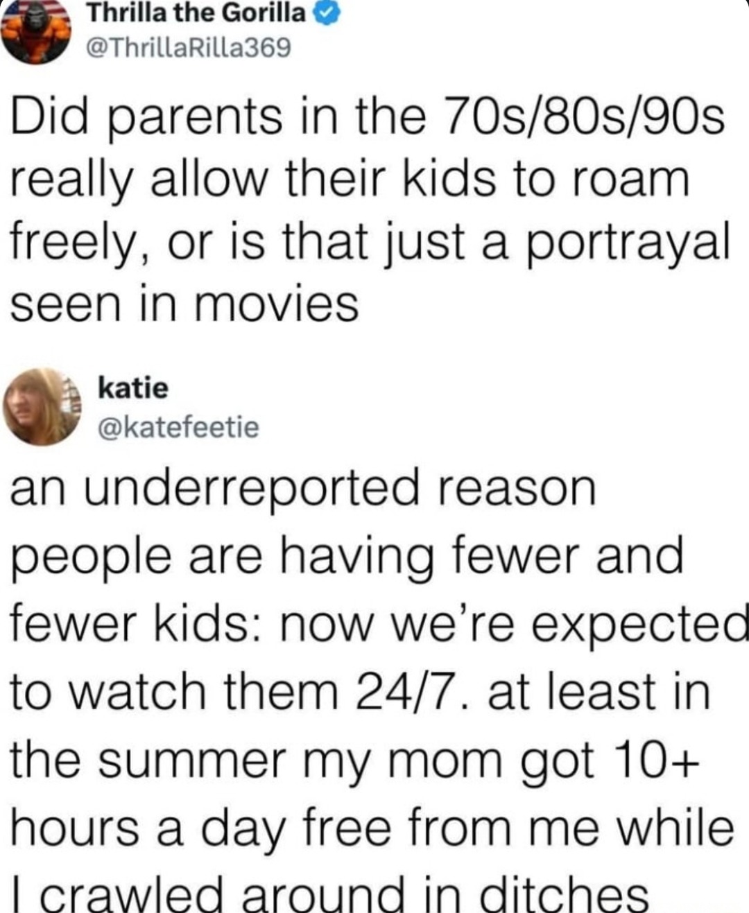 Back then: kids in ditches. Now: 24/7 surveillance - meme