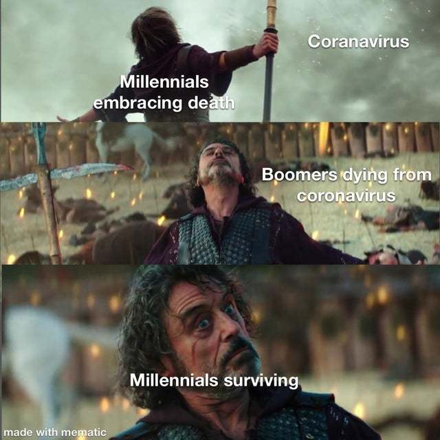 Coronavirus: millennials vs boomers - meme