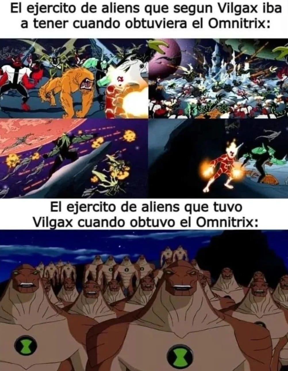 Ejercito de aliens de Vilgax en Omnitrix - meme
