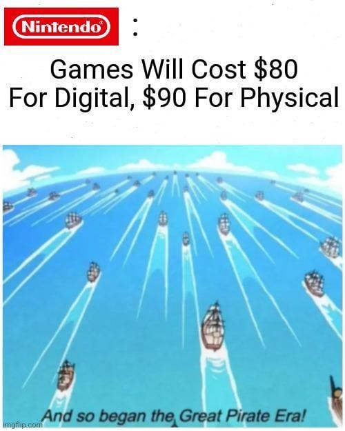 New Nintendo pricing unlocked the Pirate Era - meme