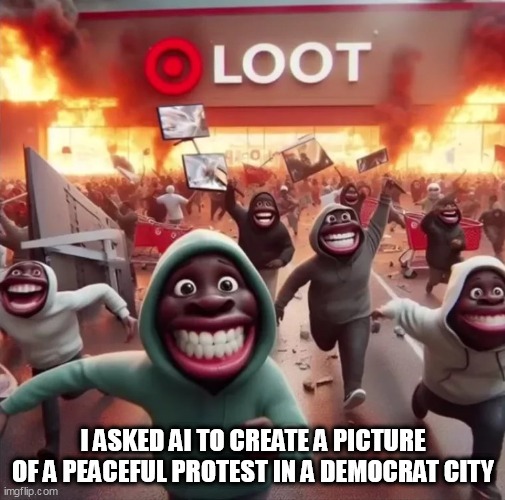 Democrat city "peaceful protest" - meme