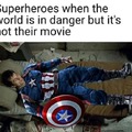 What superheroes do when the world is in danger but it is not their movie