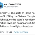 Satanists claiming abortion is "religion freedom"