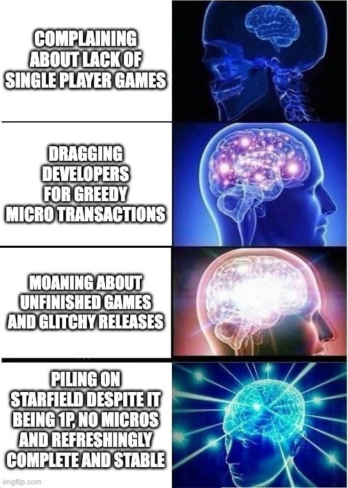 Starfield expanding brain meme