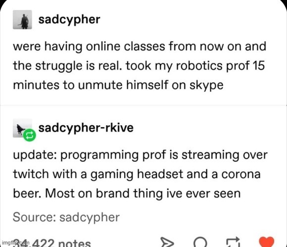 Professor is a gamer - meme