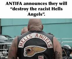 Antifa vs Hells Angels Motorcycle Club MC - meme