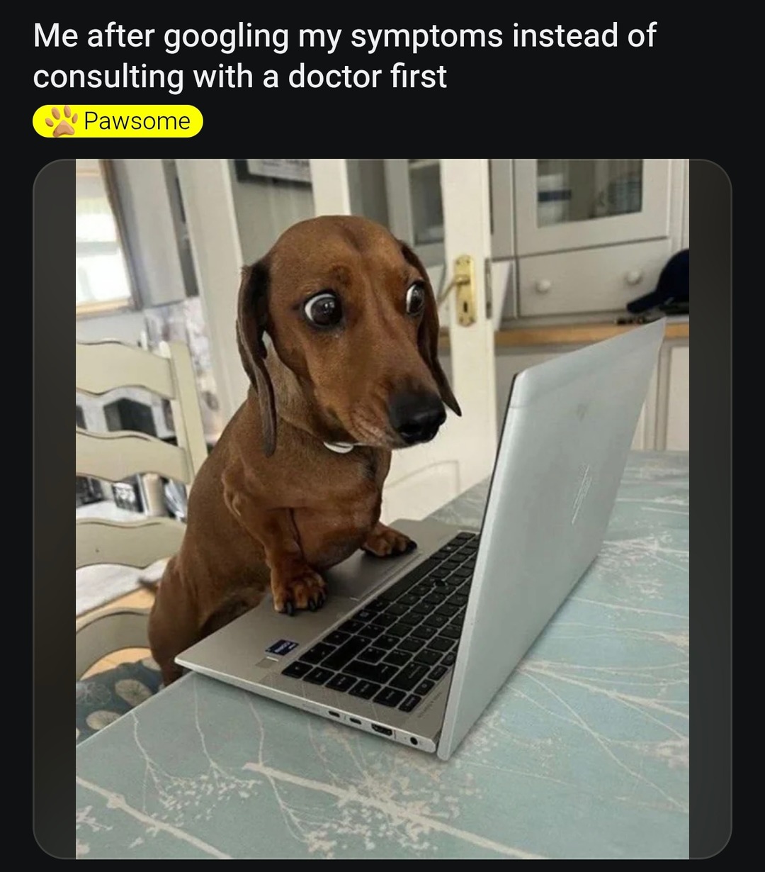 Googled symptoms once, now I'm terminally doomed - meme