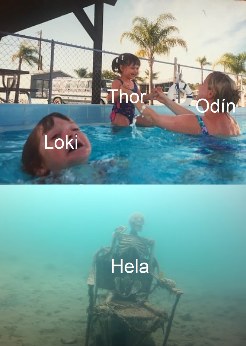 Odín no quiso ni a Hela ni a Loki - meme