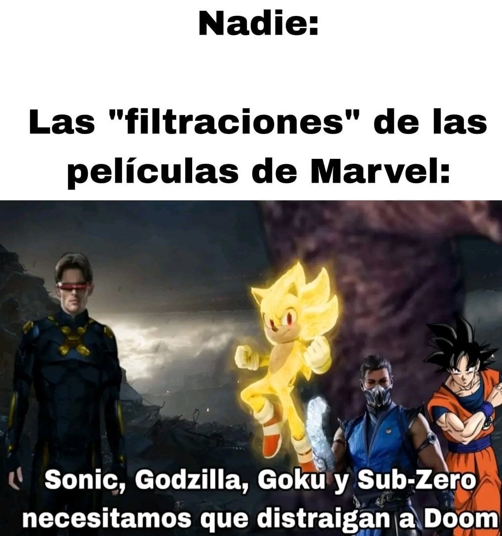 Filtraciones de Marvel: Sonic, Godzilla, Goku y Sub-Zero contra Doom - meme