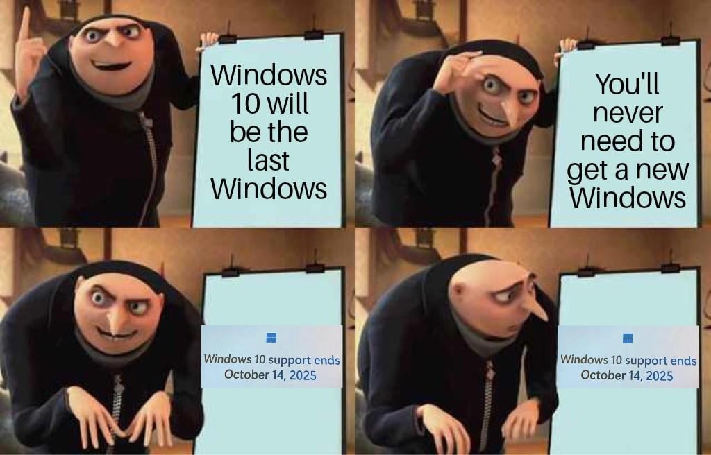 Windows 10 support meme