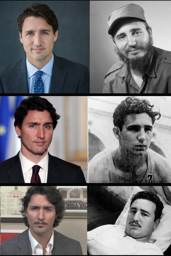 Justin Trudeau and his father Fidel Castro - meme