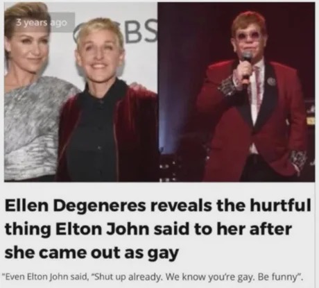 Ellen Degeneres and Elton John - meme