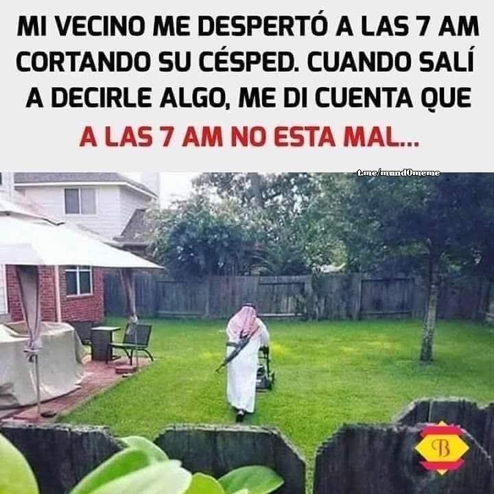 Cuando tu vecino decide cortar el césped a las 7 AM - meme