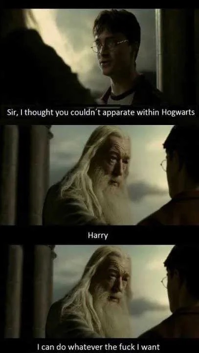 Dumbledore owns Hogwarts - meme
