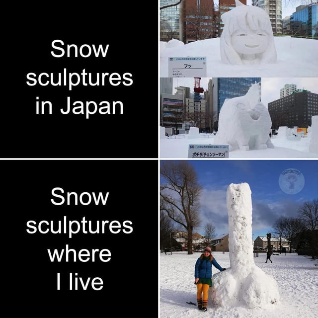 Snow sculptures - meme