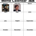 February meme calendar 2024