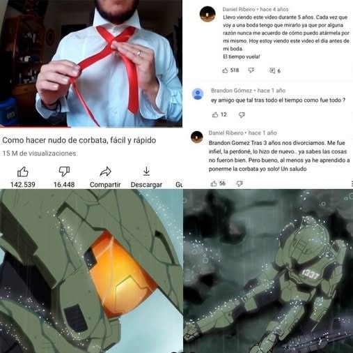Así se ve tu vida cuando abres el tutorial de nudo de corbata a las 7 am - meme