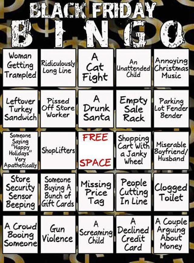 Black Friday bingo - meme